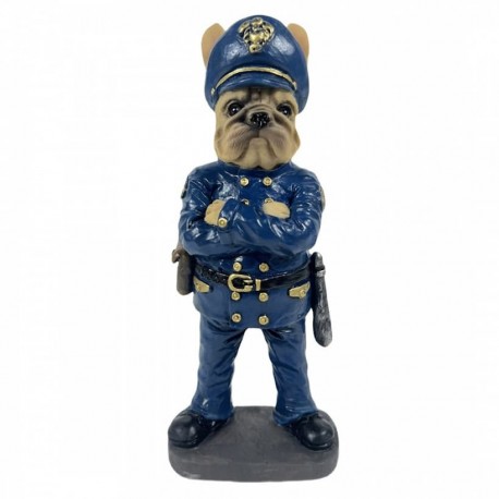 FIGURA PERRO BULLDOG POLICIA RESINA 7X5.5X18 CM.