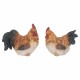 SET 2 FIGURAS GALLO Y GALLINA RESINA RÚSTICO 18X10.5X15 CM.
