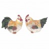 SET 2 FIGURAS GALLO Y GALLINA RESINA RÚSTICO 7.5X4X6 CM.