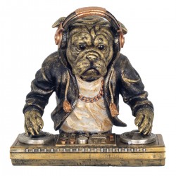 FIGURA PERRO BULLDOG DJ RESINA 23.5X17X24 CM.