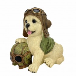 FIGURA PERRO PILOTO RESINA 13.5X10X14 CM.