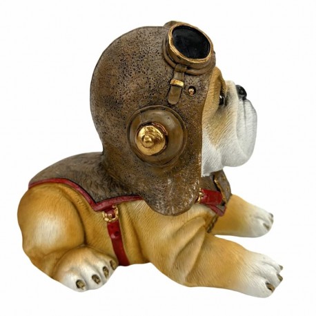 FIGURA PERRO PILOTO RESINA 9X14X11.50 CM.