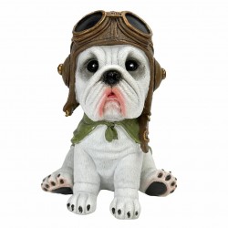FIGURA PERRO PILOTO RESINA 11X11X15 CM. FIGURA PERRO PILOTO RESINA 11X11X15 CM.
