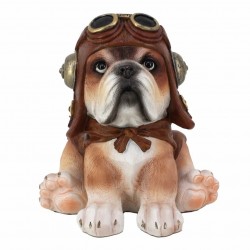 FIGURA PERRO PILOTO RESINA 14.50X15X15.50 CM.
