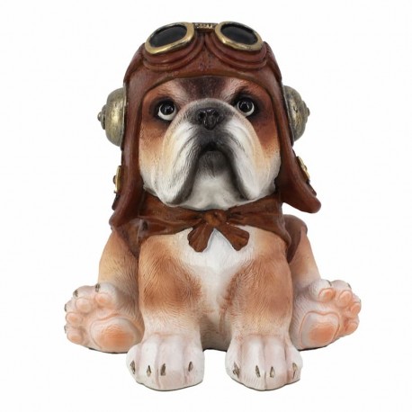 FIGURA PERRO PILOTO RESINA 14.50X15X15.50 CM.