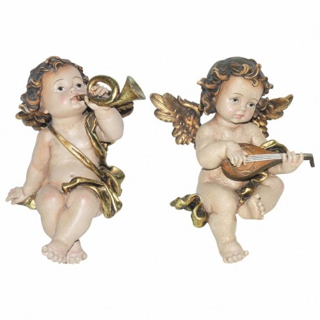 SET 2 FIGURAS ÁNGELES RESINA 17X15X22 CM.