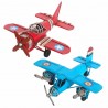 SET 2 FIGURAS AVIONETA RETRO METAL 17.5X15X8 CM.