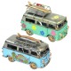 SET 2 FIGURAS FURGONETA CON TABLA SURF RETRO METAL 11X6X7.5 CM.