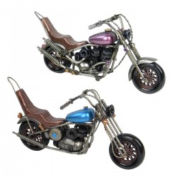 SET 2 FIGURAS MOTOS METAL RETRO 23X8X11 CM.