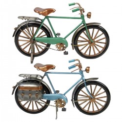 SET 2 FIGURAS BICICLETA CON PORTAEQUIPAJE RETRO METAL 25X9X14 CM.
