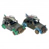 SET 2 FIGURAS COCHE TABLA SURF METAL VINTAGE 20X9X10 CM.