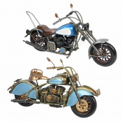 SET 2 FIGURAS MOTOS METAL RETRO 31X11X17 CM.
