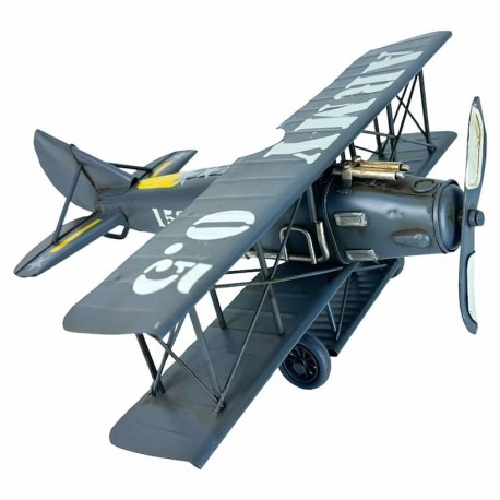 FIGURA AVIÓN BIPLANO VINTAGE METAL 28X29X12 CM.