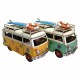 SET 2 FIGURAS FURGONETA FLORES HIPPIE RETRO METAL 25.50X12X16 CM.