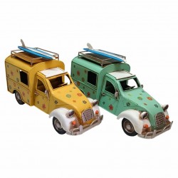 SET 2 FIGURAS COCHE TABLA SURF METAL VINTAGE 28X10.50X15 CM.