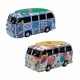 SET 2 FIGURAS FURGONETA FLORES HIPPIE RETRO METAL 11X6X6 CM.
