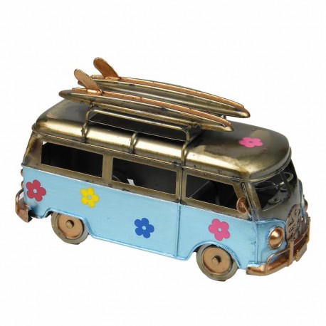 FURGONETA CON TABLA SURF RETRO METAL 17X7.5X10 CM.