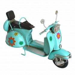 FIGURA MOTO SCOOTER METAL RETRO AZUL 26.50X10.50X17 CM.