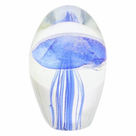 PISAPAPELES CON MEDUSA AZUL VIDRIO 4X4X6 CM.