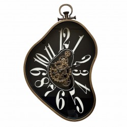 RELOJ PARED MAQUINARIA INDUSTRIAL METAL Y MADERA 39X8X63 CM.