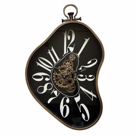 RELOJ PARED MAQUINARIA INDUSTRIAL METAL Y MADERA 39X8X63 CM.