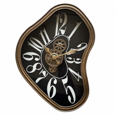 RELOJ PARED MAQUINARIA INDUSTRIAL METAL Y MADERA 30X8X42 CM.