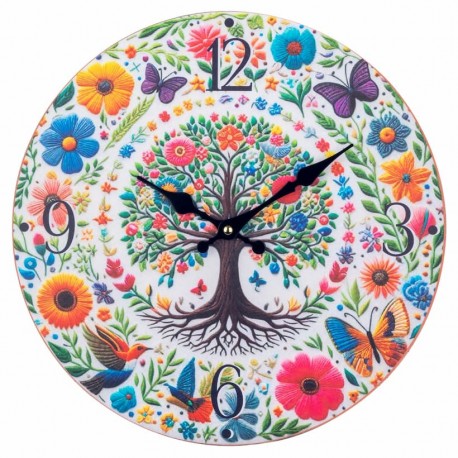 RELOJ PARED ÁRBOL DE LA VIDA MADERA 34X2.5X34 CM.