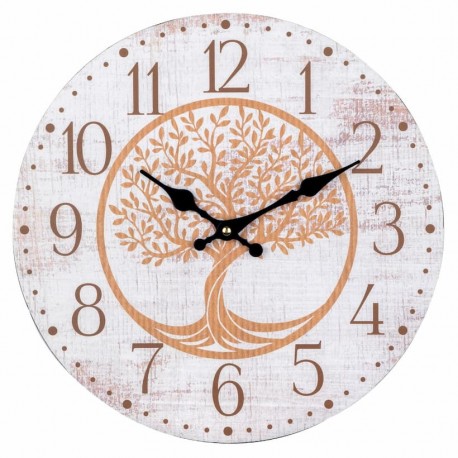 RELOJ PARED ÁRBOL DE LA VIDA MADERA 34X2.5X34 CM.