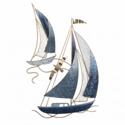 ADORNO APLIQUE PARED BARCOS VELEROS METAL 36X3.5X58.50 CM.