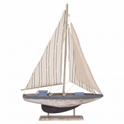 FIGURA BARCO VELERO CON BASE MADERA 44X8X62 CM.