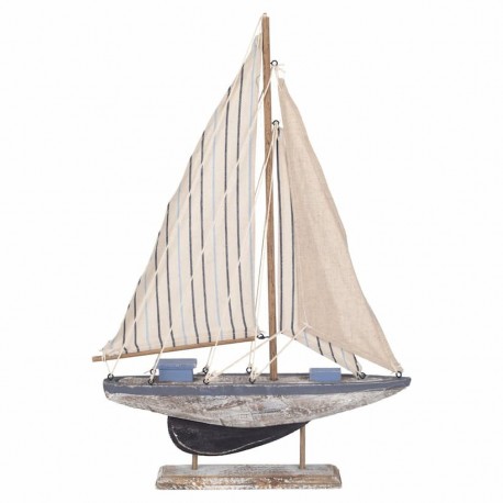 FIGURA BARCO VELERO CON BASE MADERA 34X5.5X50 CM.