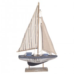 FIGURA BARCO VELERO CON BASE MADERA 24X5X42 CM.