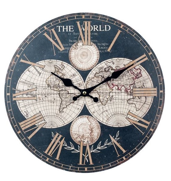 Reloj pared mundo The World